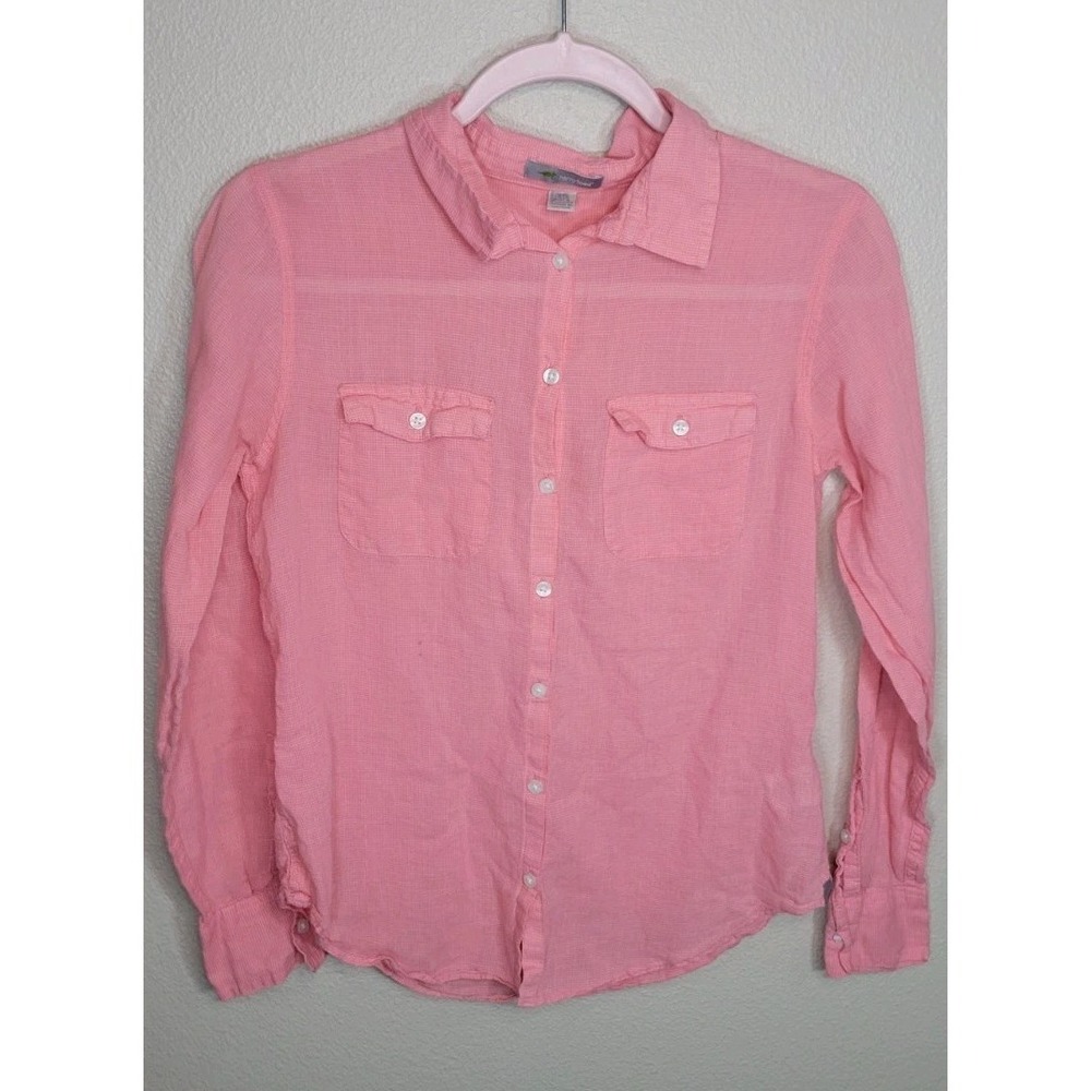 Horny Toad Organic Cotton Button Down Shirt Pink XS Lightweight‎